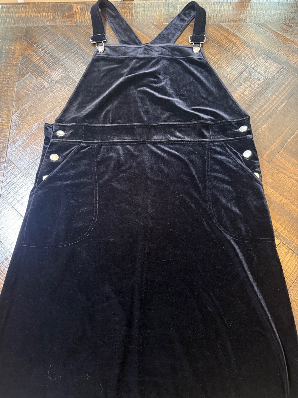 Coldwater Creek Black Velvet Overall Maxi Dress L Pinafore Jumper - Picture 4 of 10